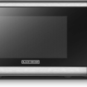 BLACK+DECKER EM720CB7数字微波炉，带转盘按钮门，儿童安全锁，700W，不锈钢，0.7平方英尺