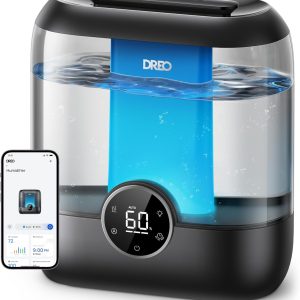 Dreo智能加湿器用于卧室，6L顶部填充超大型冷雾加湿器用于大房间，60小时运行时间，安静的超声波加湿器用于植物，婴儿，室内，家庭，夜间…