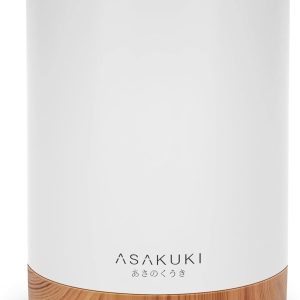 ASAKUKI 300ML精油扩散器，安静的5合1高级加湿器，家庭香味扩散器，7个LED变色灯和自动关闭开关-浅棕色